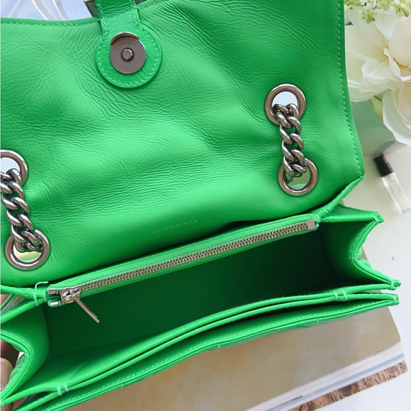Balenciaga Crush Chain Bag S Quilted Calf As Vivid Green - Picture 7 of 9